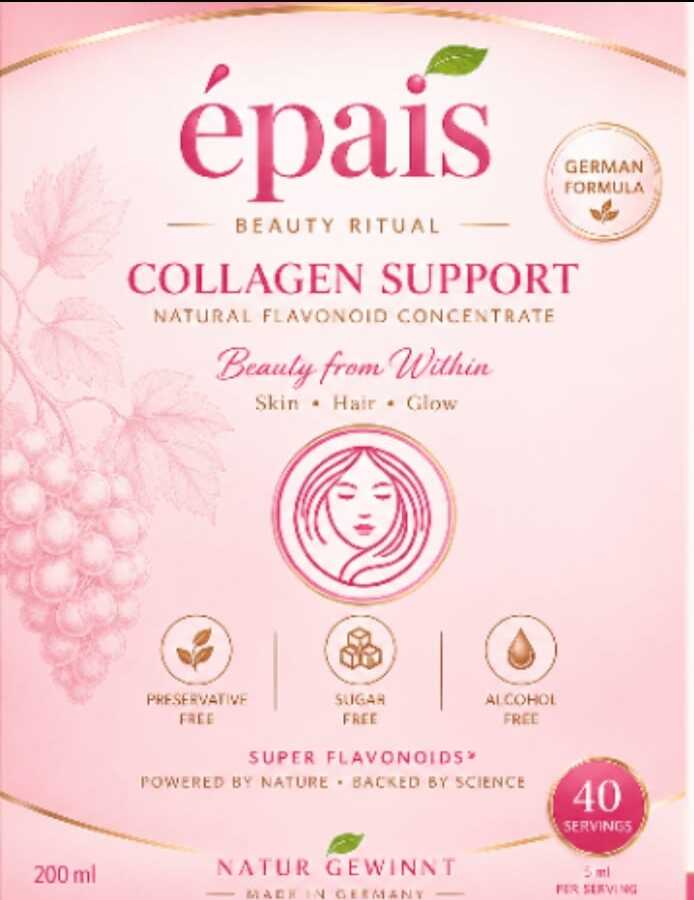 épais Collagen Support — Natural Flavonoid Concentrate, rosé Etikett (Produktfoto)