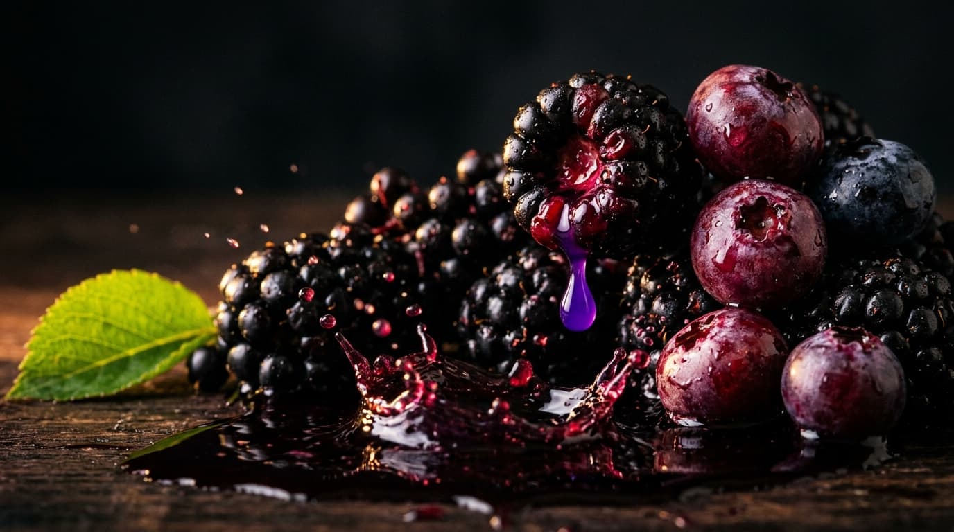 Anthocyanreiche dunkle Beeren mit tiefem Farbstoff